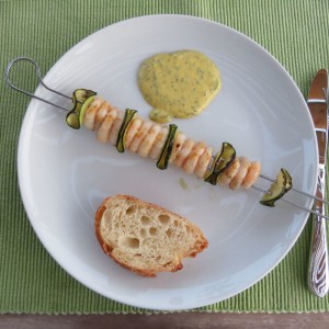 Garnelenspieß mit Estragonsauce